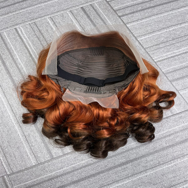 #350/4 Ombre Double Drawn Bouncy Curl 13x4 Transparent Lace Full Frontal 300% Density Wig - Image 5